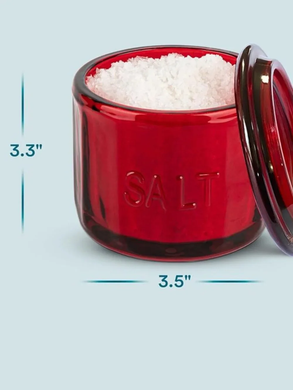 Red‎ Glass Salt Container with Lid Salt Box Kitchen Salt